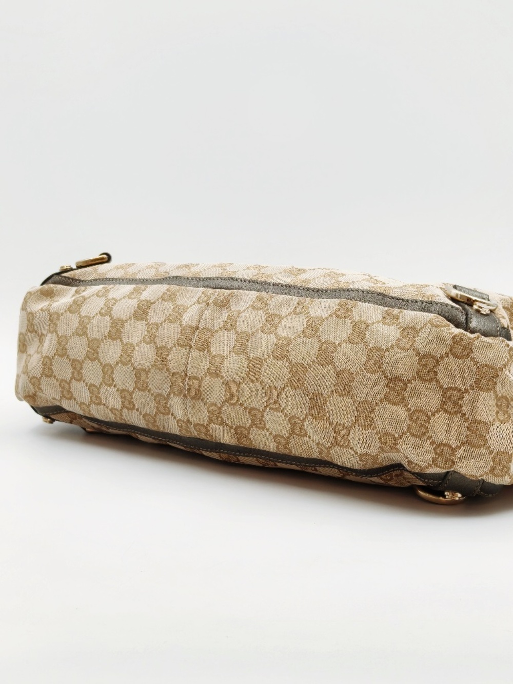 Gucci Abbey D-Ring GG Monogram Canvas Tote Bag Metallic Brown Leather Trim - Picture 13 of 14